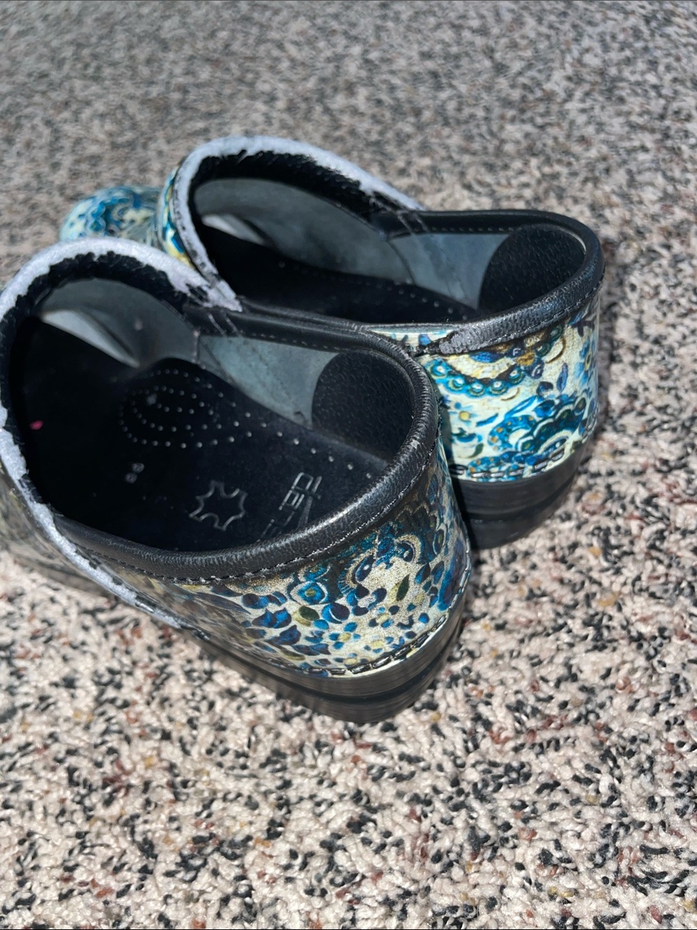 Dansko Leather Floral Paisley Peacock  Women's Nursing Clogs Size 36 | NWOT - Picture 3 of 5